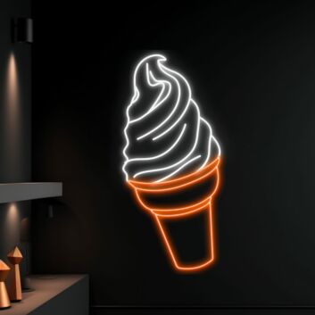Eiswaffel mit Softeis LED-Neonschild für Café und Eisdiele