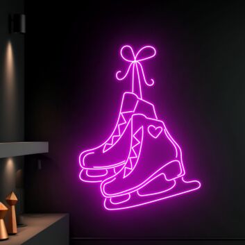 Eislaufschuhe mit Schleife LED-Neonschild Wohnzimmer Sportbar