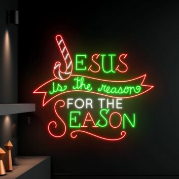 Jesus is the reason for the season LED-Neonschild Wohnzimmer Weihnachten