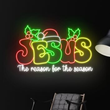 Jesus The reason for the season LED-Neonschild für Weihnachten und Kirche