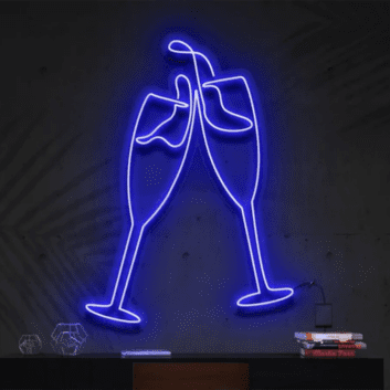 Sektgläser beim Anstoßen LED-Neonschild für Bar und Wohnzimmer