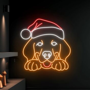 Hund mit Weihnachtsmütze LED-Neonschild Wohnzimmer Weihnachtsdekoration