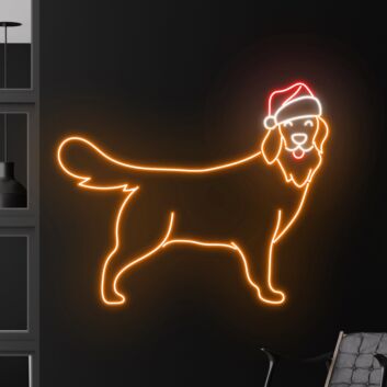 Hund mit Weihnachtsmütze LED-Neonschild Wohnzimmer Weihnachten