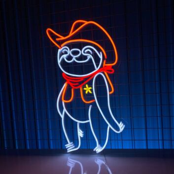 Cowboy Faultier LED-Neonschild Wohnzimmer Kinderzimmer