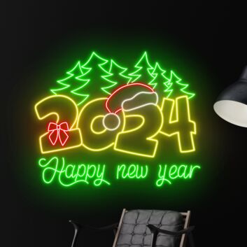 2024 Happy new year LED-Neonschild Wohnzimmer Party