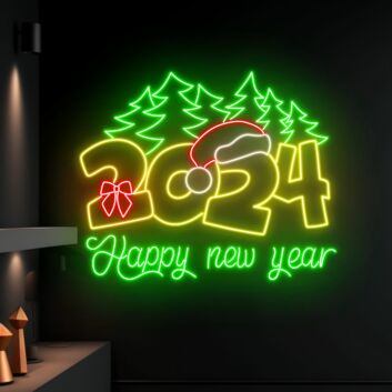 2024 Happy new year LED-Neonschild Wohnzimmer Party