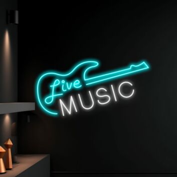 Live Music LED-Neonschild für Bar und Club