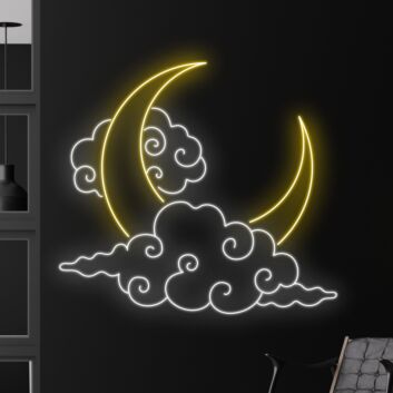 Mond und Wolken LED-Neonschild für Wohnzimmer Schlafzimmer