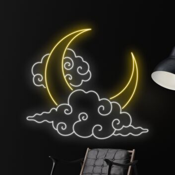 Mond und Wolken LED-Neonschild für Wohnzimmer Schlafzimmer