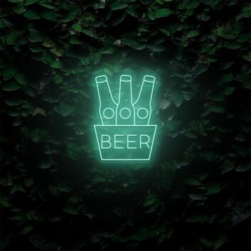 Bierflaschen im Eimer LED Neonschild für Bar und Club