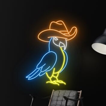 Papagei mit Cowboyhut LED-Neonschild für Bar und Wohnzimmer