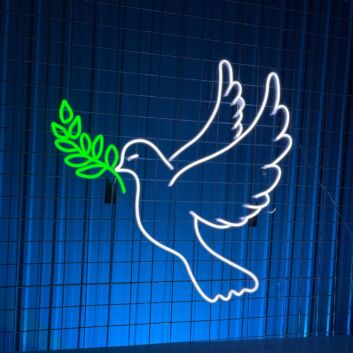 Friedenstaube mit Olivenzweig LED-Neonschild Wohnzimmer Büro