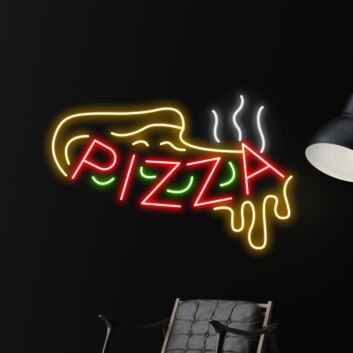 Pizzastück LED Neonschild für Restaurant und Imbiss