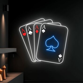 Vier As Spielkarten LED-Neonschild für Spielzimmer Bar