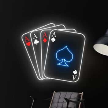 Vier As Spielkarten LED-Neonschild für Spielzimmer Bar