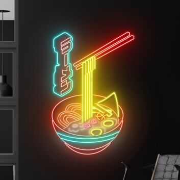 Ramen Schüssel mit Essstäbchen LED Neonschild für Restaurant und Küche