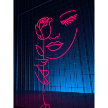 Gesicht mit Rose LED-Neonschild Wohnzimmer Studio