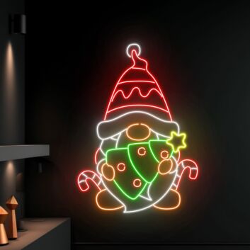 Weihnachtswichtel mit Tannenbaum LED-Neonschild Wohnzimmer Weihnachtsdeko
