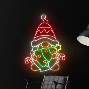 Weihnachtswichtel mit Tannenbaum LED-Neonschild Wohnzimmer Weihnachtsdeko