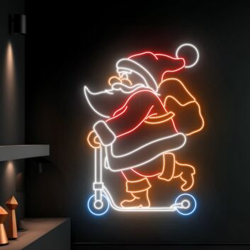 Weihnachtsmann auf einem Roller LED-Neonschild Wohnzimmer Weihnachtsdekoration