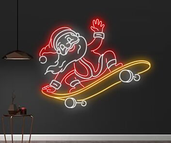 Weihnachtsmann auf Skateboard LED-Neonschild Wohnzimmer Weihnachtsdekoration