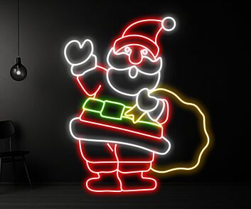 Weihnachtsmann mit Geschenksack LED-Neonschild Wohnzimmer Weihnachtsdekoration