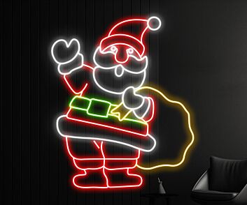 Weihnachtsmann mit Geschenksack LED-Neonschild Wohnzimmer Weihnachtsdekoration