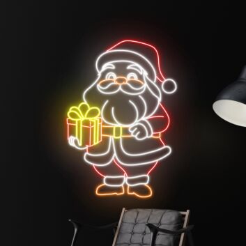 Weihnachtsmann mit Geschenk LED-Neonschild Wohnzimmer Weihnachtsdekoration