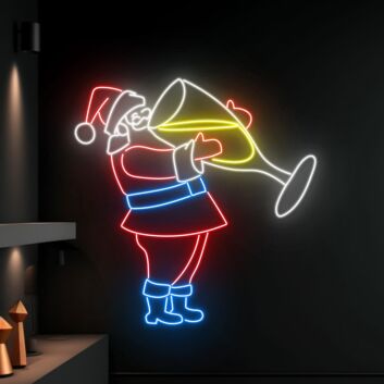 Weihnachtsmann mit Sektglas LED-Neonschild Bar Wohnzimmer