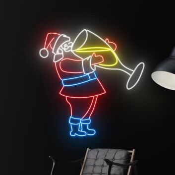 Weihnachtsmann mit Sektglas LED-Neonschild Bar Wohnzimmer