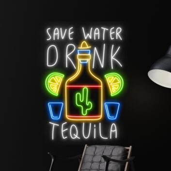 SAVE WATER DRINK TEQUILA LED-Neonschild für Bar Club