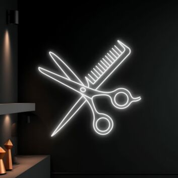 Friseurschere und Kamm LED-Neonschild für Friseursalon