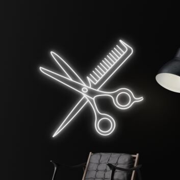 Friseurschere und Kamm LED-Neonschild für Friseursalon