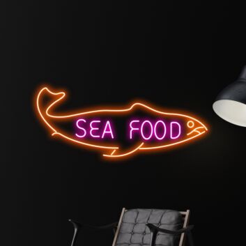 SEA FOOD LED-Neonschild mit Fischmotiv