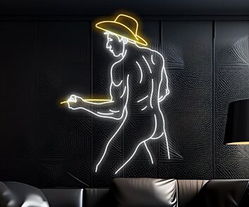 Cowboy mit Gitarre LED-Neonschild für Bar und Wohnzimmer