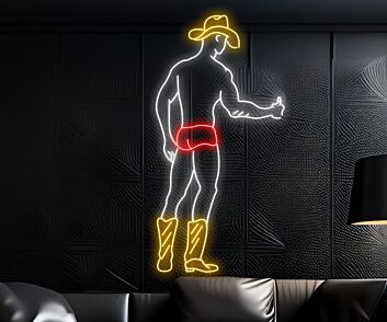 Cowboy in Unterwäsche und Stiefeln LED-Neonschild für Bar Club