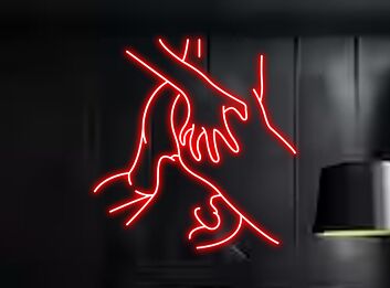 Umriss zweier haltender Hände LED-Neonschild Wohnzimmer Schlafzimmer