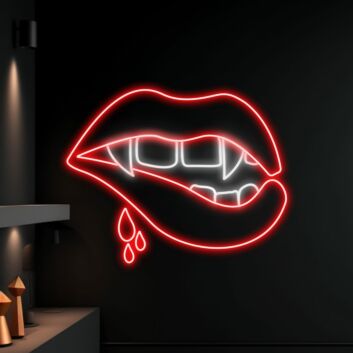 Vampirgebiss mit Blutstropfen LED-Neonschild für Bar Club