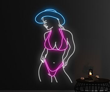 Frau im Bikini mit Hut LED-Neonschild für Bar Club