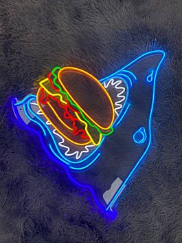 Hai mit Hamburger LED-Neonschild für Restaurant Bar