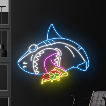 Hai mit Pizzastück LED-Neonschild für Bar Restaurant
