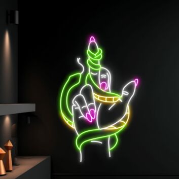 Hand mit Schlange LED-Neonschild für Bar und Tattoo Studio