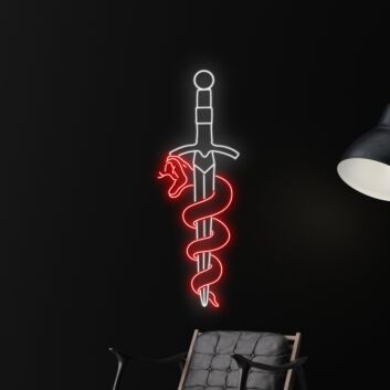 Schwert mit Schlange LED-Neonschild für Bar Tattoo Studio