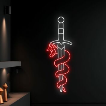 Schwert mit Schlange LED-Neonschild für Bar Tattoo Studio