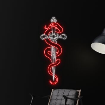 Schlange und Dolch LED-Neonschild für Bar und Tattoo Studio