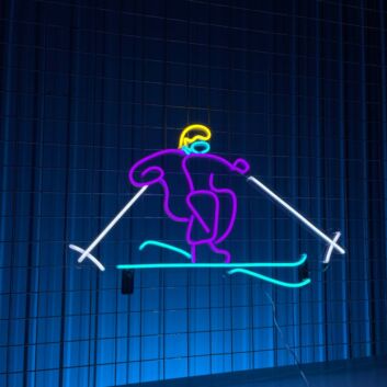 Skifahrer LED-Neonschild für Sport und Freizeit