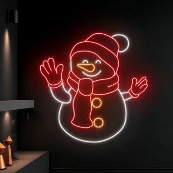 Schneemann mit Mütze und Schal LED-Neonschild Wohnzimmer Weihnachtsdekoration