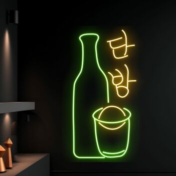 Soju Flasche und Glas LED Neonschild für Bar und Restaurant
