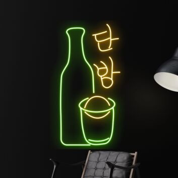 Soju Flasche und Glas LED Neonschild für Bar und Restaurant