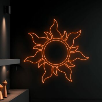 Sonne mit Flammenstrahlen LED-Neonschild für Wohnzimmer und Bar